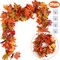 2 Pack Fall Garland Maple Leaves Outdoor 5.8Ft/Pieces Fall Hanging